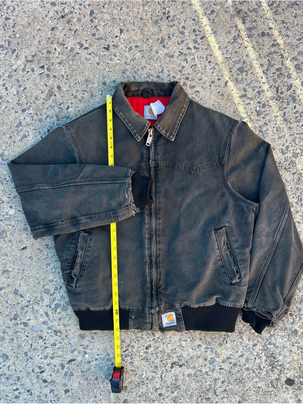 Vtg 90s Distressed And Faded Carhartt Jacket J13 BLK Santa Fe Size M - Picture 2 of 11